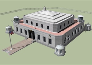 诺克斯堡美军基地建筑设计SU(草图大师)模型