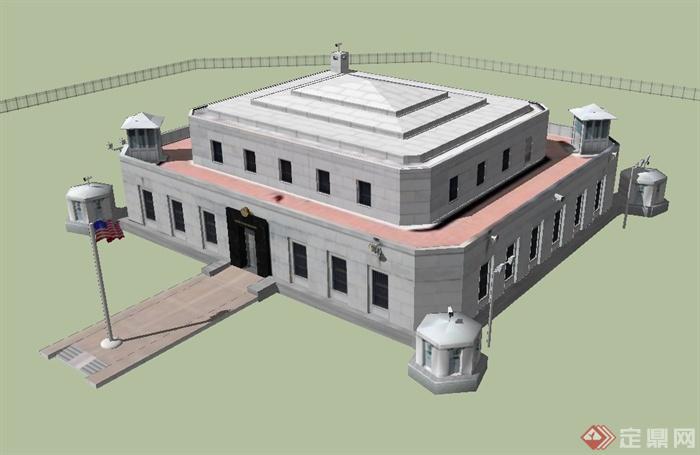 诺克斯堡美军基地建筑设计SU模型(1)