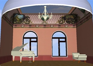 欧式风格琴房室内设计SU(草图大师)模型