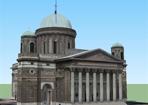 欧式台地教堂文化建筑设计SU(草图大师)模型