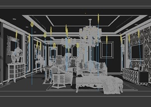 室内装饰欧式风格客餐厅3dmax模型