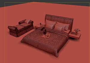 一张带沙发中式床设计3DMAX模型