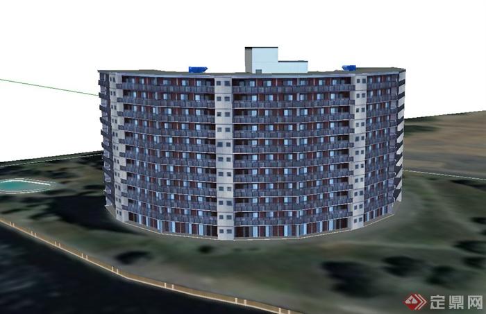 某高层户型办公建筑设计SU模型(1)