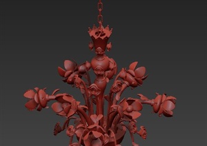 一盏玫瑰花篮形吊灯设计3DMAX模型