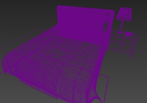 现代一双人床3DMAX模型