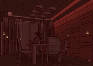 某现代住宅空间餐厅装饰设计3DMAX模型