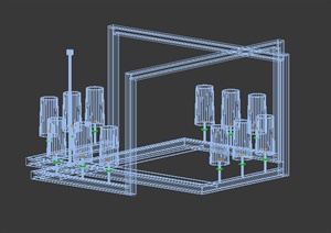 现代直线造型吊灯3DMAX单体模型