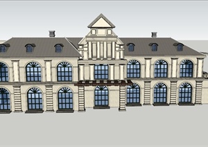 某欧式两层居委会办公建筑设计SU(草图大师)模型