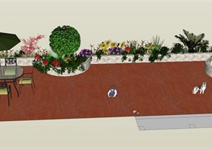 某屋顶小花园景观设计SU(草图大师)模型