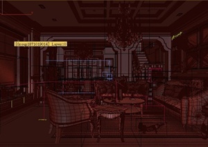 某两层别墅住宅空间客餐厅装修设计3DMAX模型