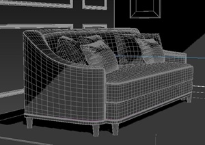 室内家具现代双人休闲沙发3dmax模型
