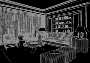 住宅现代风格客厅室内设计3dmax模型