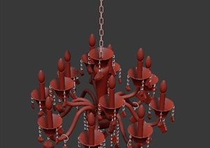 现代两层烛台水晶灯设计3DMAX模型