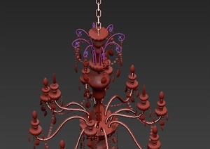 一盏两层烛光吊灯设计3DMAX模型