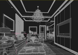 住宅空间客厅餐厅室内设计3dmax模型