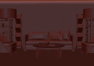 某客厅沙发、桌椅组合设计3DMAX模型
