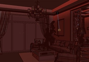某 现代客厅沙发组合空间设计3DMAX模型