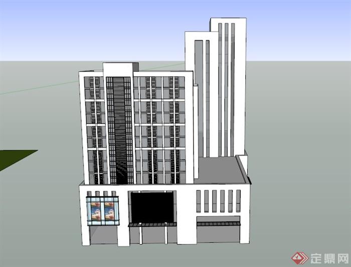 现代商业+办公建筑设计SU模型(1)