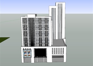 现代商业+办公建筑设计SU(草图大师)模型