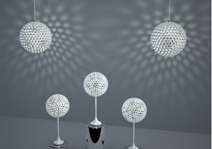 现代球形吊灯和台灯设计MAX模型