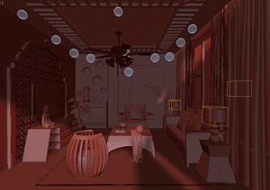 现代中式风格客厅装饰设计3DMAX模型