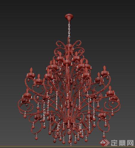 室内装饰铁艺水晶灯3dmax模型(1)