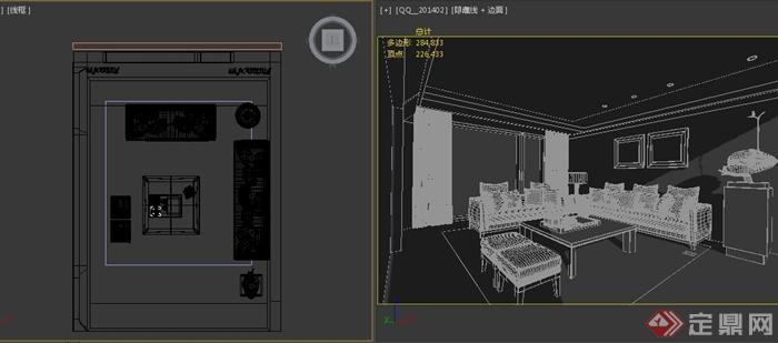 室内装饰现代客厅沙发组合3DMAX模型(2)