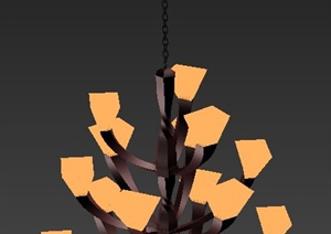 一盏木质三层吊灯设计3DMAX模型