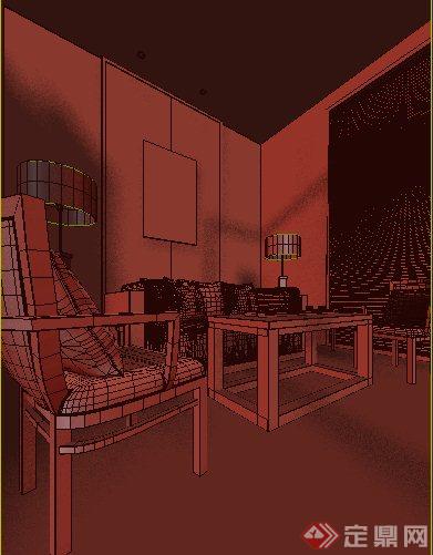 某中式接待客厅沙发椅子组合设计3DMAX模型(1)