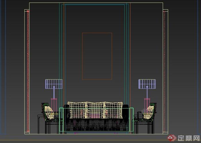 某中式接待客厅沙发椅子组合设计3DMAX模型(2)