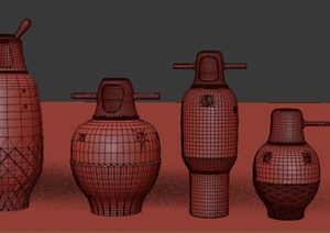 现代多个花瓶设计3DMAX模型