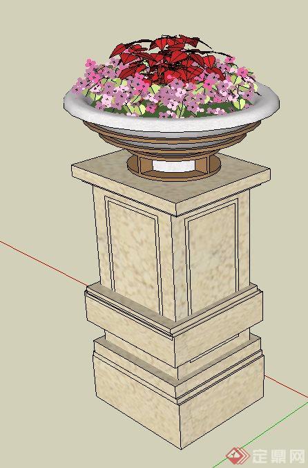一个新古典花钵柱设计SU模型(1)
