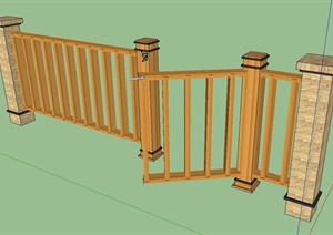 一个花园围栏门设计SU(草图大师)模型