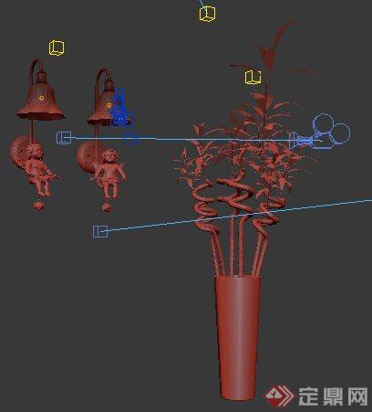 室内装饰天使壁灯以及花瓶3dmax模型(2)