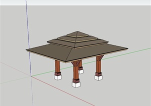 一个三重檐矮亭设计SU(草图大师)模型