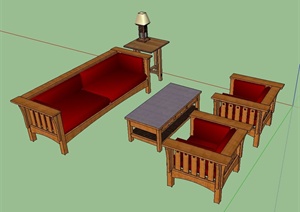 一套中式庭院桌椅组合设计SU(草图大师)模型
