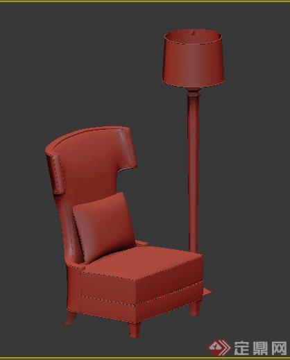 现代风格沙发椅及地灯3dmax模型(1)