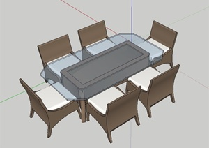 一套庭院桌椅设计SU(草图大师)模型