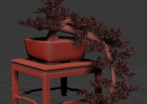 中式风格盆景3dmax精致模型