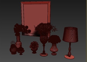 现代新古典装饰品花瓶花艺组合设计3DMAX模型