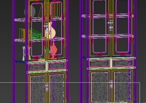 古典中式立式书柜3DMAX单体模型