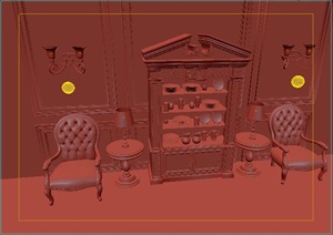 欧式风格柜子、灯具、椅子3dmax模型