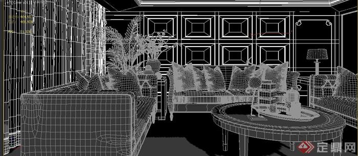 某 美式客厅沙发组合设计3DMAX模型(1)