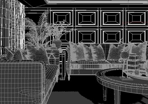 某 美式客厅沙发组合设计3DMAX模型