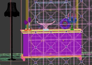 某 简欧电视柜子设计3DMAX模型