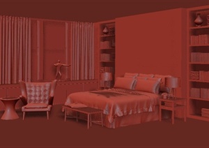 现代卧室家具陈设设计3DMAX模型