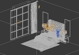 现代卧室大床床头柜组合3dmax模型