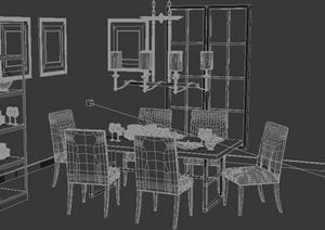 室内装饰设计餐厅家具陈设组合3dmax模型