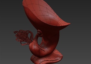 室内孔雀形状花瓶设计3DMAX模型