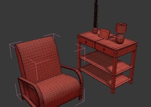 美式田园单人桌椅设计3DMAX模型